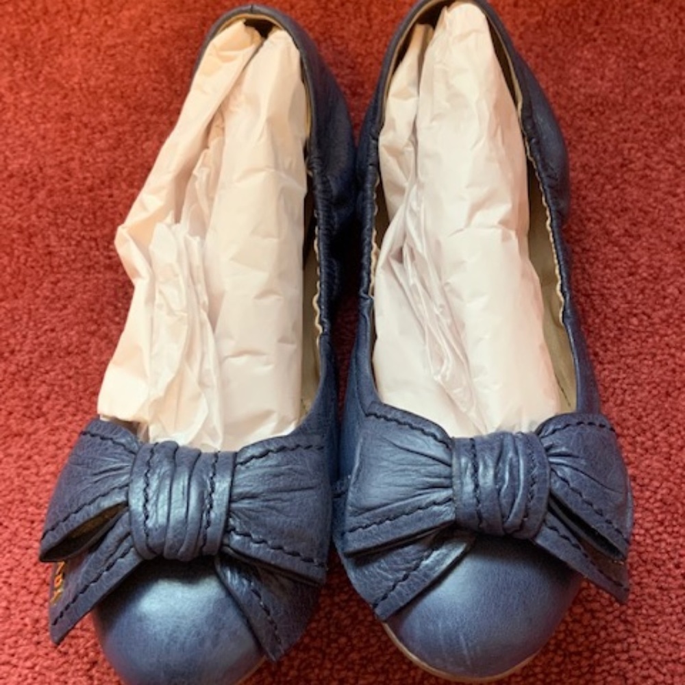 Prada Navy Flats with Bow